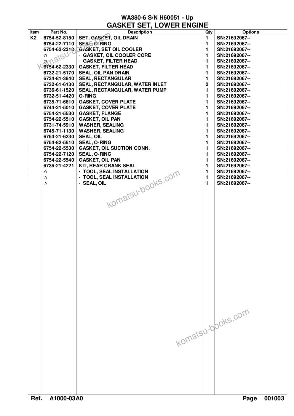 Komatsu wa380-6 s/n h60051 - up Parts catalog cover Page 10