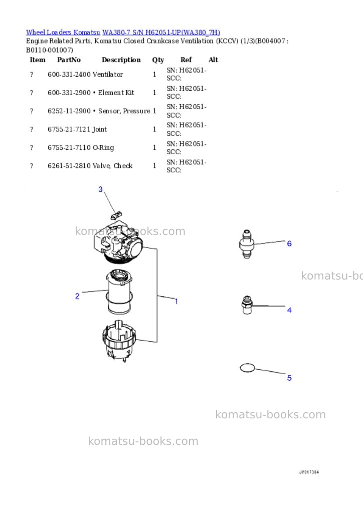 Komatsu wa380-7 s/n h62051-up Parts catalog cover Page 9
