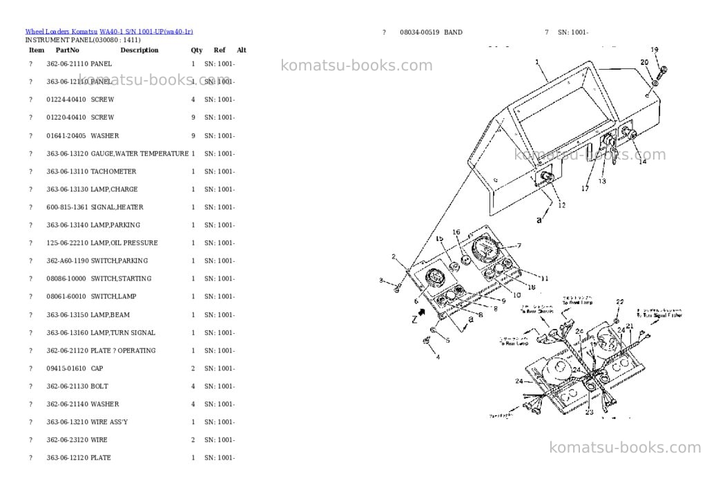 Komatsu WA40-1 S/N 1001-UP Parts catalog cover Page 7