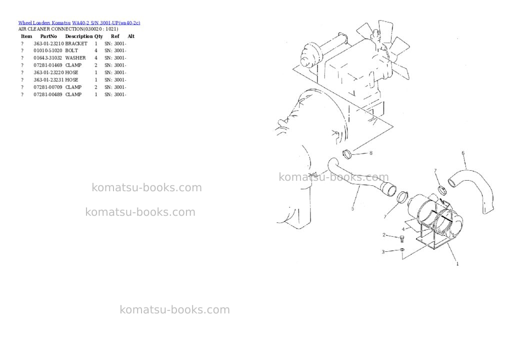 Komatsu wa40-2 s/n 3001-up Parts catalog cover