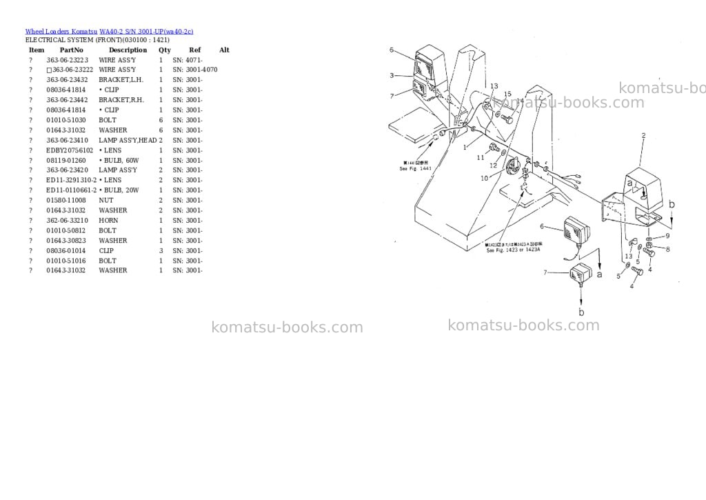 Komatsu wa40-2 s/n 3001-up Parts catalog cover Page 9