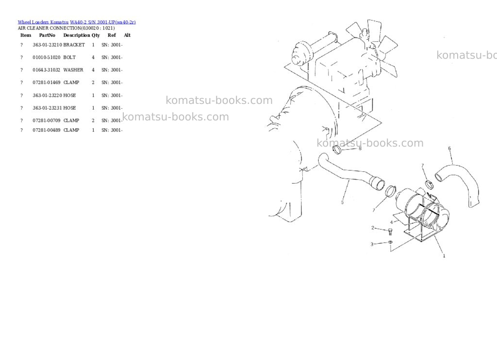 Komatsu WA40-2 S/N 3001-UP Parts catalog cover