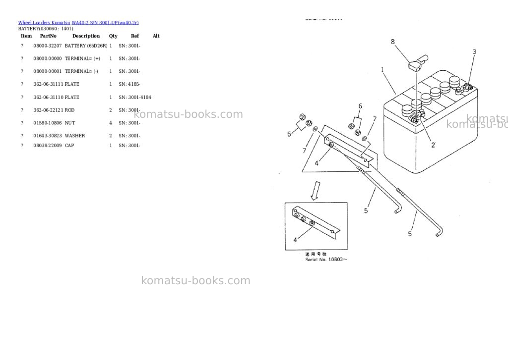 Komatsu WA40-2 S/N 3001-UP Parts catalog cover Page 5