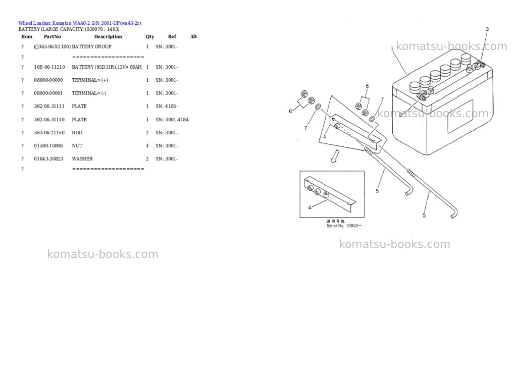 Komatsu WA40-2 S/N 3001-UP Parts catalog cover Page 6