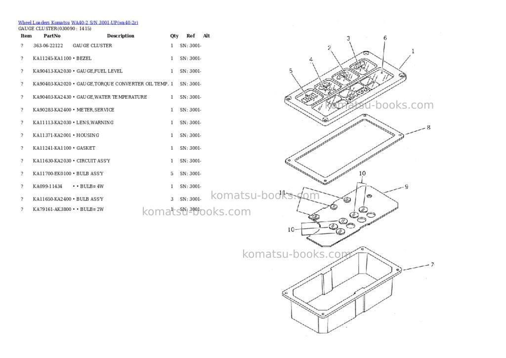 Komatsu WA40-2 S/N 3001-UP Parts catalog cover Page 8