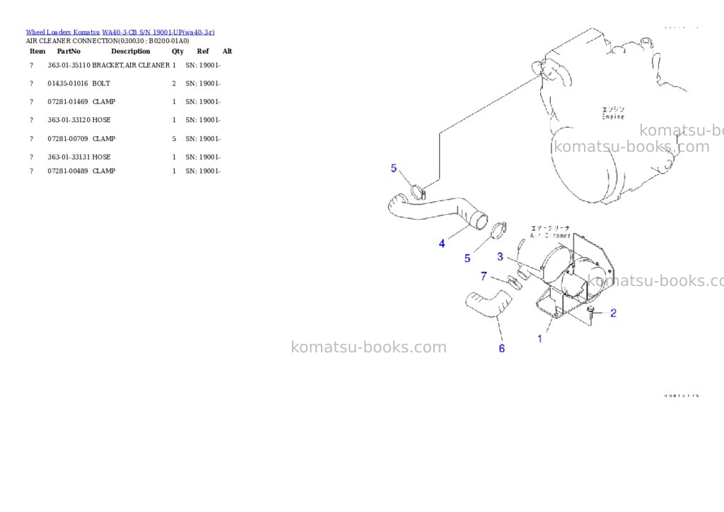 Komatsu wa40-3-cb s/n 19001-up Parts catalog cover Page 2