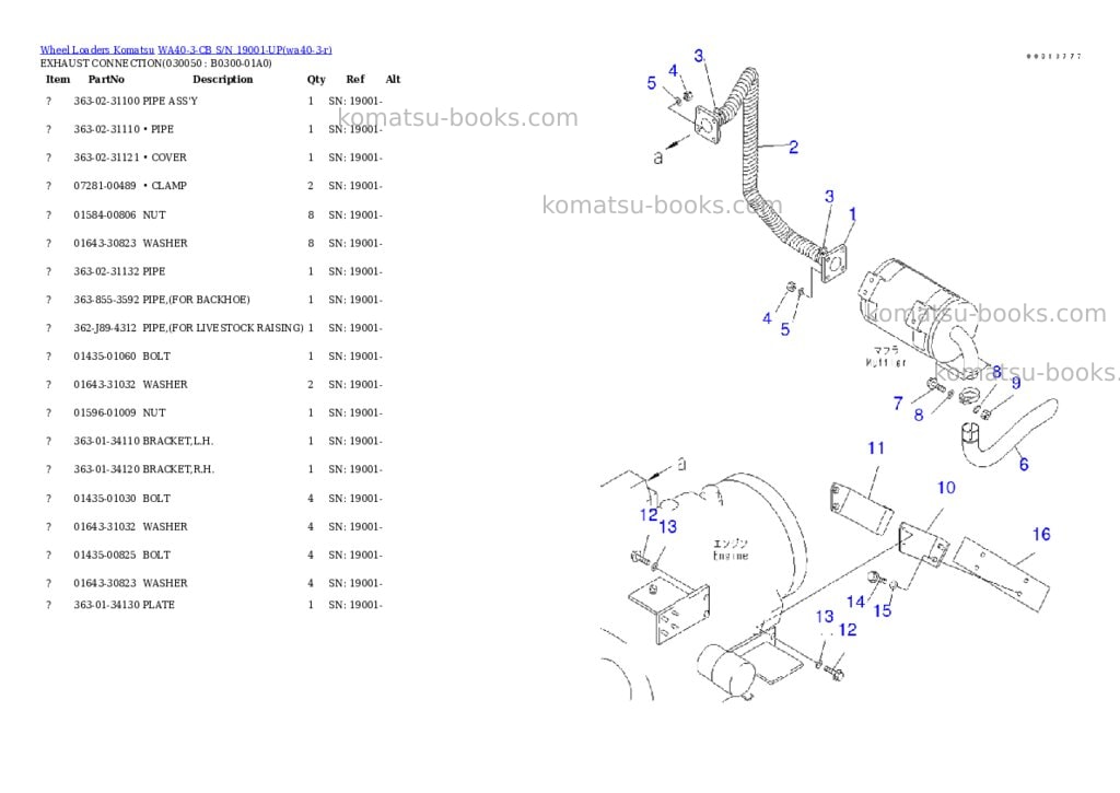 Komatsu wa40-3-cb s/n 19001-up Parts catalog cover Page 4