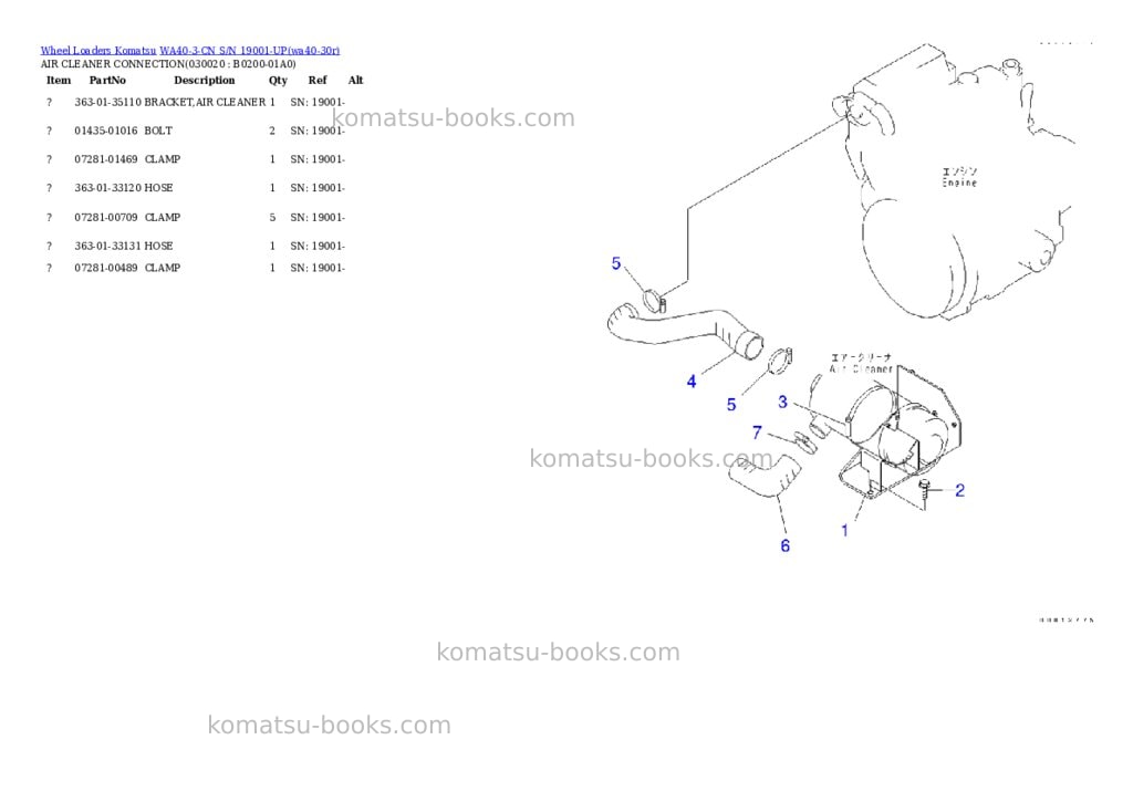 Komatsu wa40-3-cn s/n 19001-up Parts catalog cover