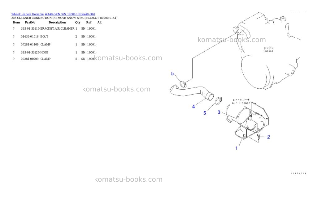 Komatsu wa40-3-cn s/n 19001-up Parts catalog cover Page 2