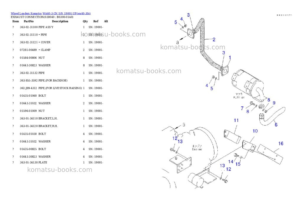 Komatsu wa40-3-cn s/n 19001-up Parts catalog cover Page 3