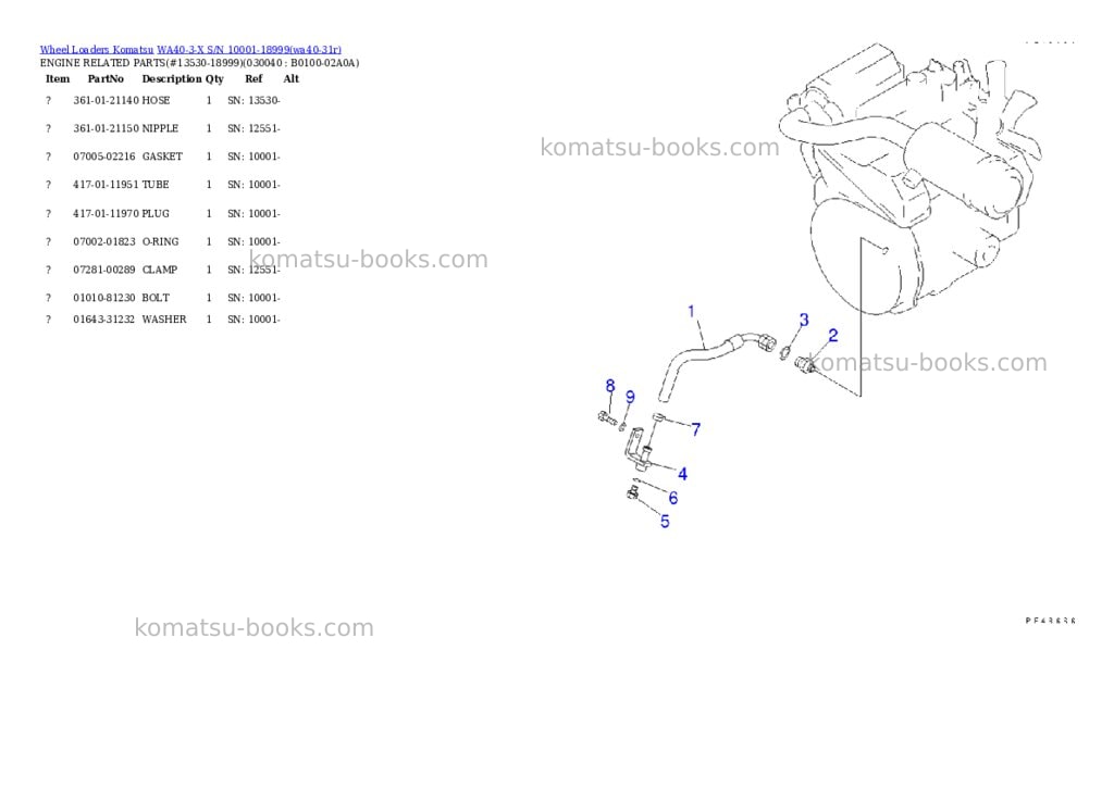Komatsu wa40-3-x s/n 10001-18999 Parts catalog cover Page 3