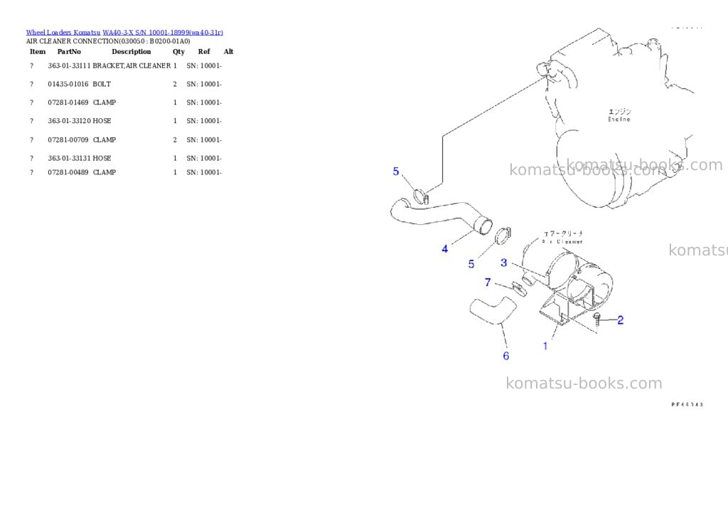 Komatsu wa40-3-x s/n 10001-18999 Parts catalog cover Page 4
