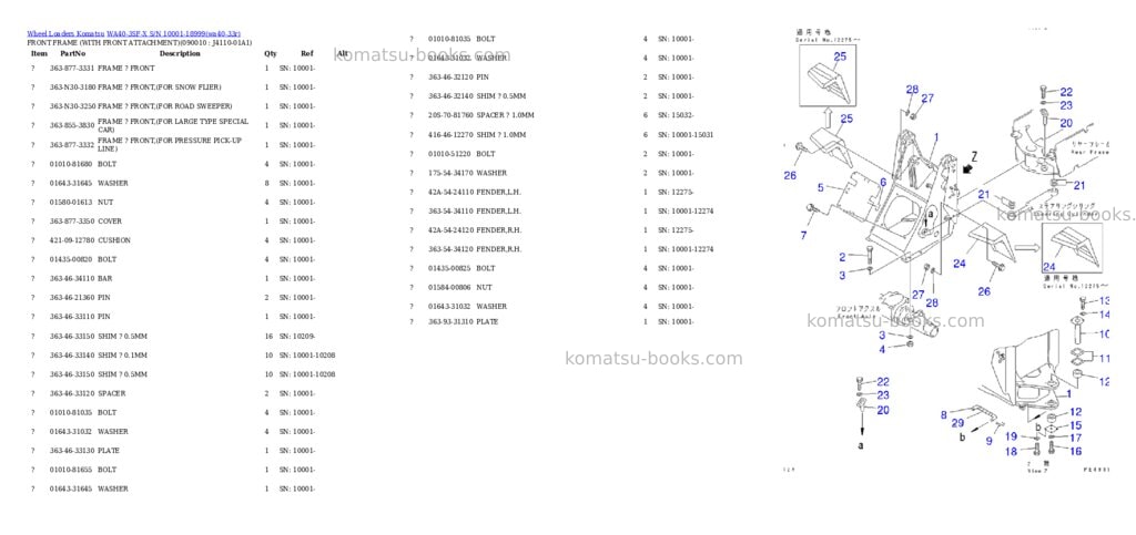 Komatsu wa40-3sf-x s/n 10001-18999 Parts catalog cover Page 3