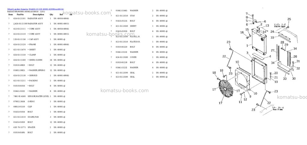 Komatsu wa400-3-x s/n 60001-62999 Parts catalog cover Page 4