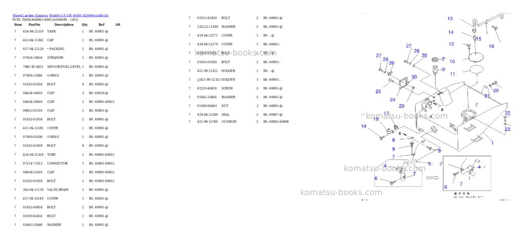 Komatsu wa400-3-x s/n 60001-62999 Parts catalog cover Page 8