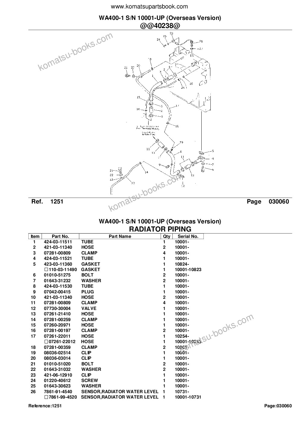 Komatsu WA400-1 S/N 10001-UP (Overseas Version) Parts catalog cover Page 9