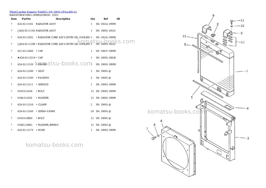 Komatsu wa400-1 s/n 10001-up overseas version Parts catalog cover Page 4