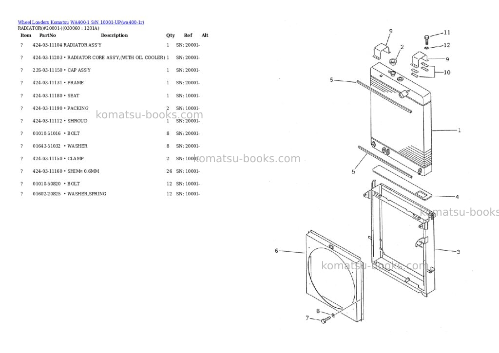 Komatsu wa400-1 s/n 10001-up overseas version Parts catalog cover Page 5