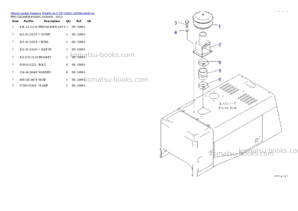 Komatsu wa400-3a-s s/n 50001-52999 Parts catalog cover