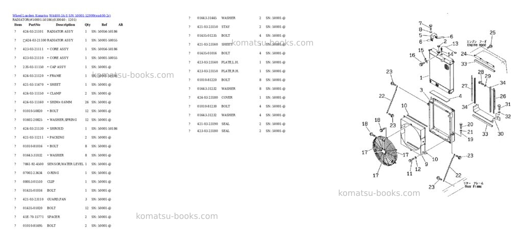 Komatsu wa400-3a-s s/n 50001-52999 Parts catalog cover Page 3