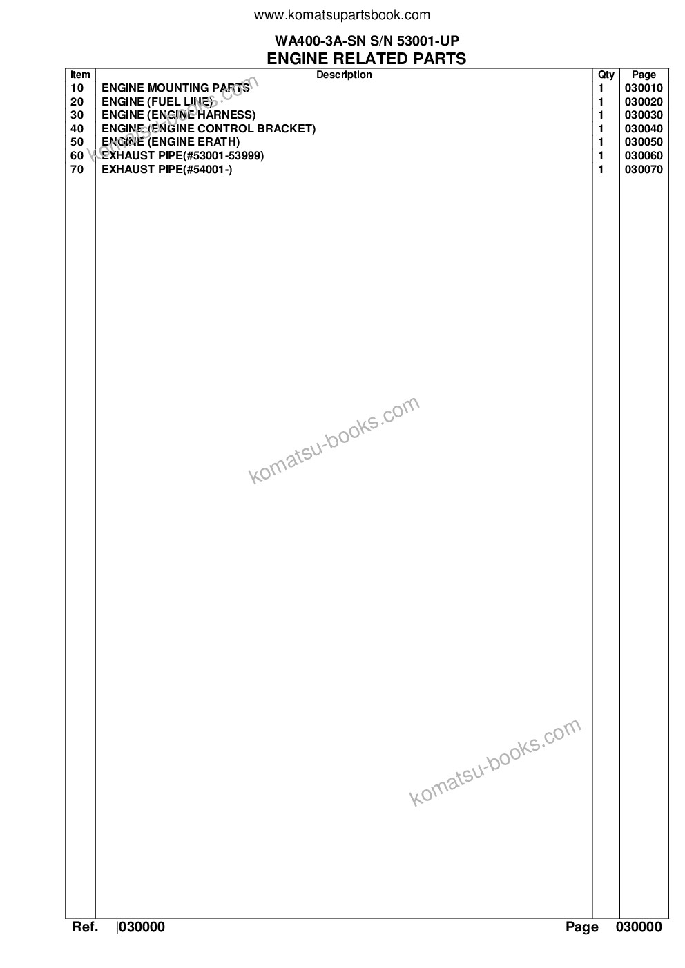 Komatsu wa400-3a-sn s/n 53001-up Parts catalog cover Page 2 Komatsu wa400-3a-sn s/n 53001-up Parts catalog cover Page 2