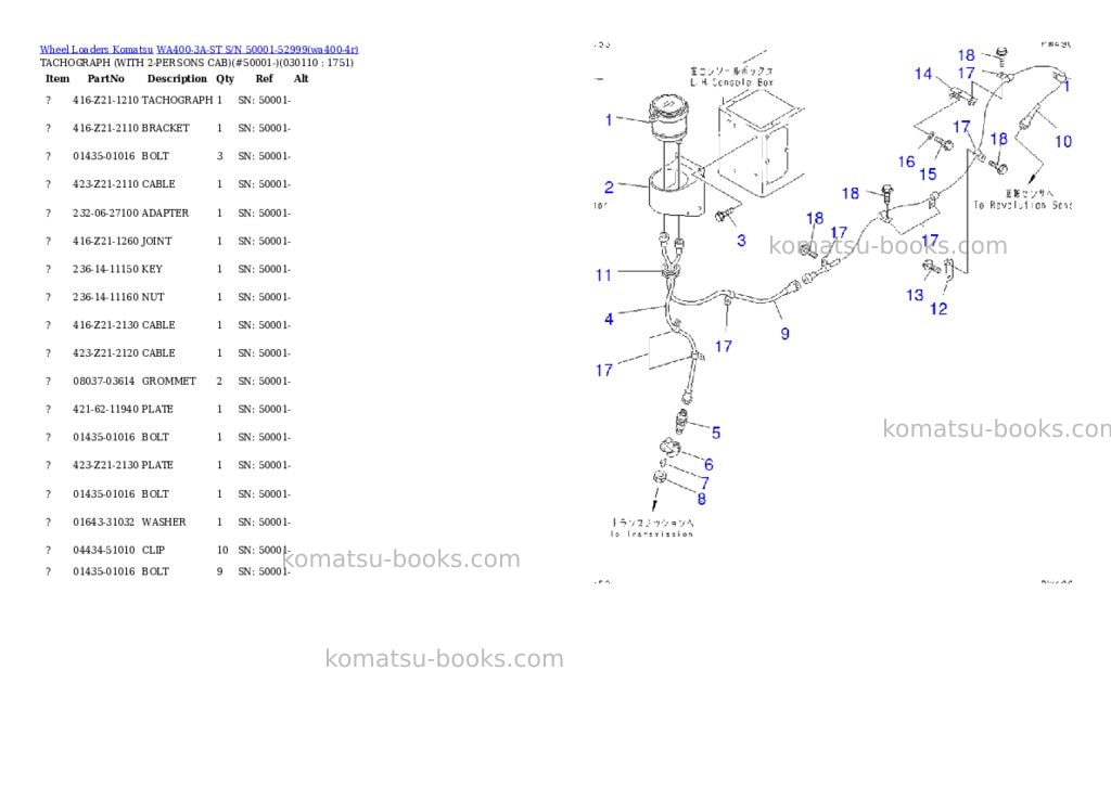 Komatsu wa400-3a-st s/n 50001-52999 Parts catalog cover Page 2 Komatsu wa400-3a-st s/n 50001-52999 Parts catalog cover Page 2