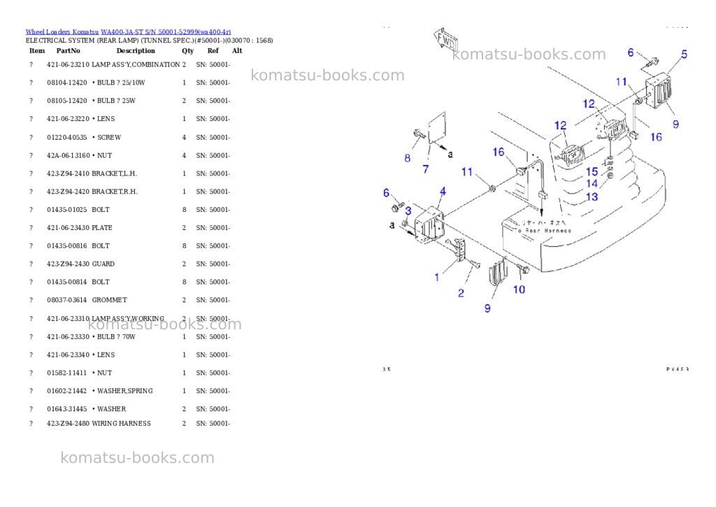 Komatsu wa400-3a-st s/n 50001-52999 Parts catalog cover Page 6 Komatsu wa400-3a-st s/n 50001-52999 Parts catalog cover Page 6