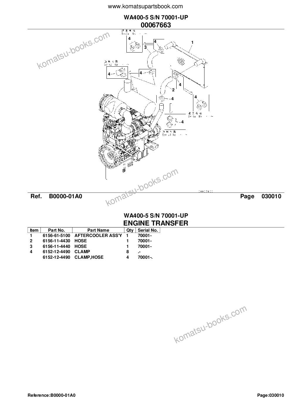 Komatsu WA400-5 S/N 70001-UP Parts catalog cover Page 3