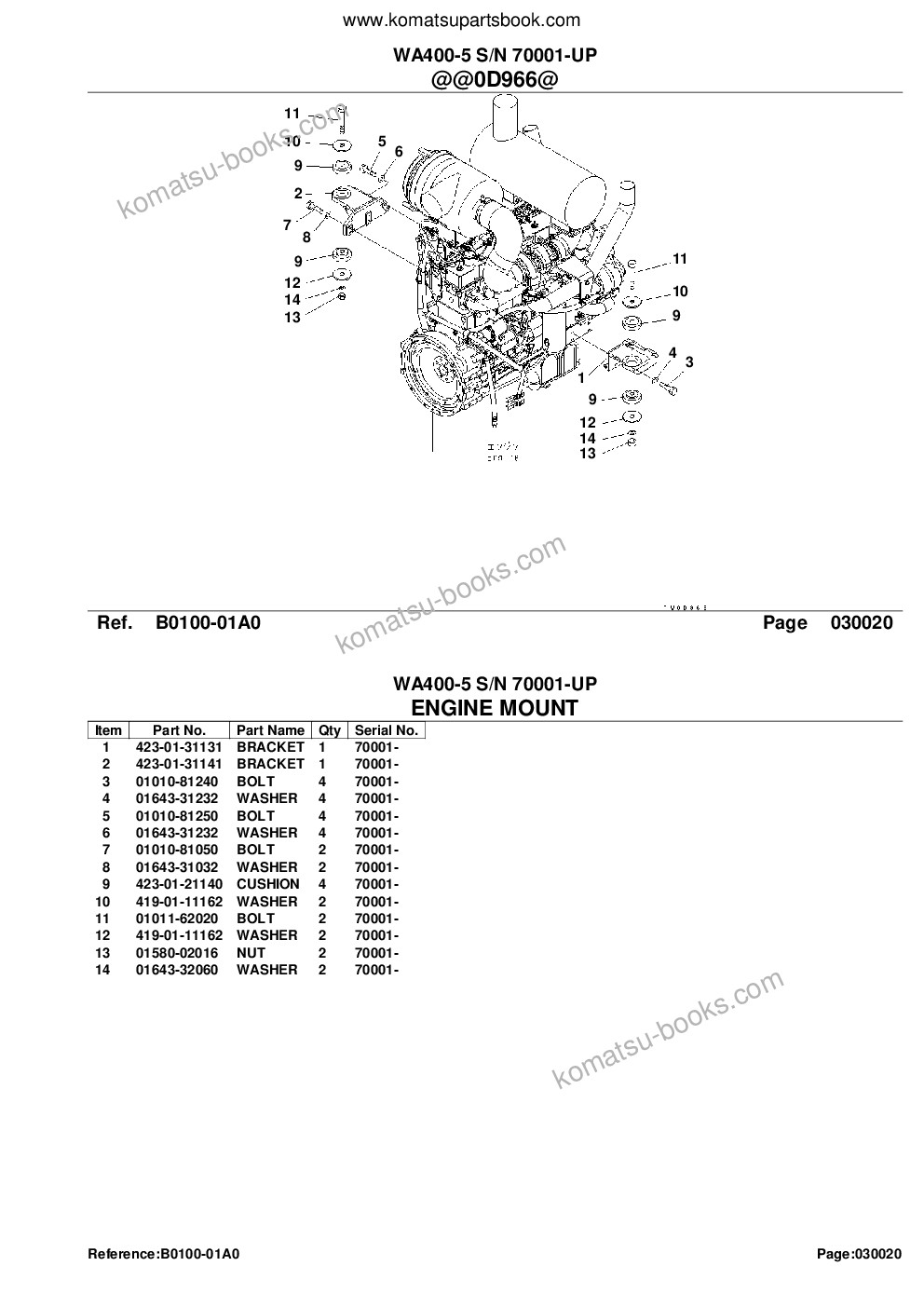 Komatsu WA400-5 S/N 70001-UP Parts catalog cover Page 4