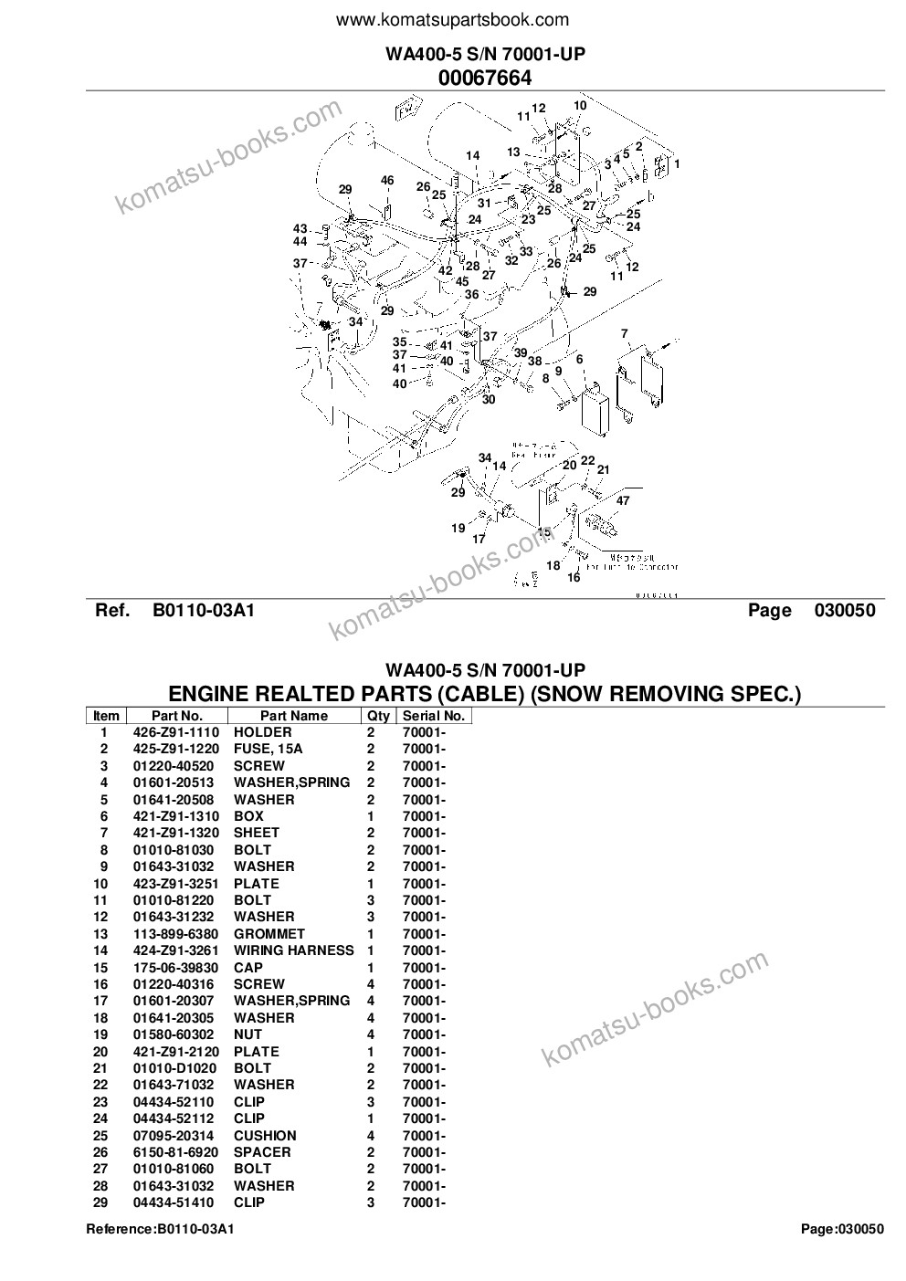 Komatsu WA400-5 S/N 70001-UP Parts catalog cover Page 8