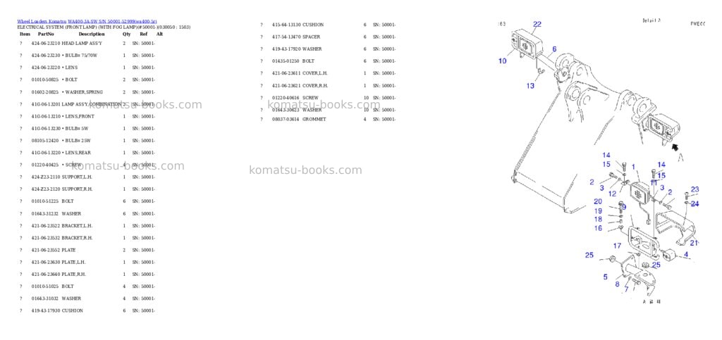 Komatsu wa400-3a-sw s/n 50001-52999 Parts catalog cover Page 4