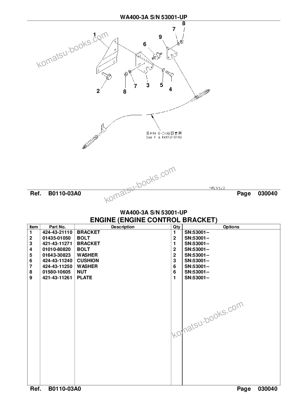 Komatsu wa400-3a s/n 53001-up Parts catalog cover Page 6 Komatsu wa400-3a s/n 53001-up Parts catalog cover Page 6