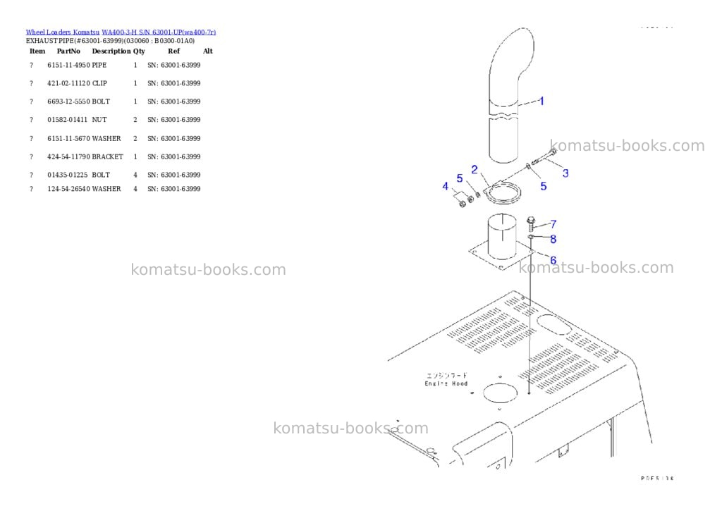 Komatsu wa400-3-h s/n 63001-up Parts catalog cover Page 2