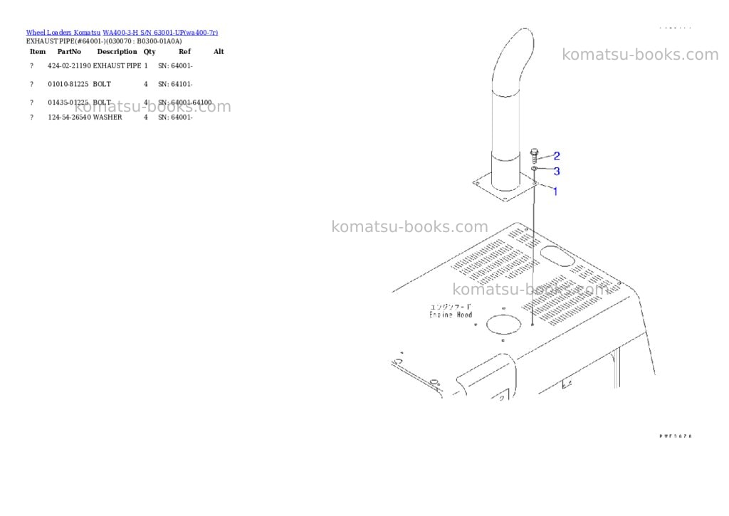 Komatsu wa400-3-h s/n 63001-up Parts catalog cover Page 3