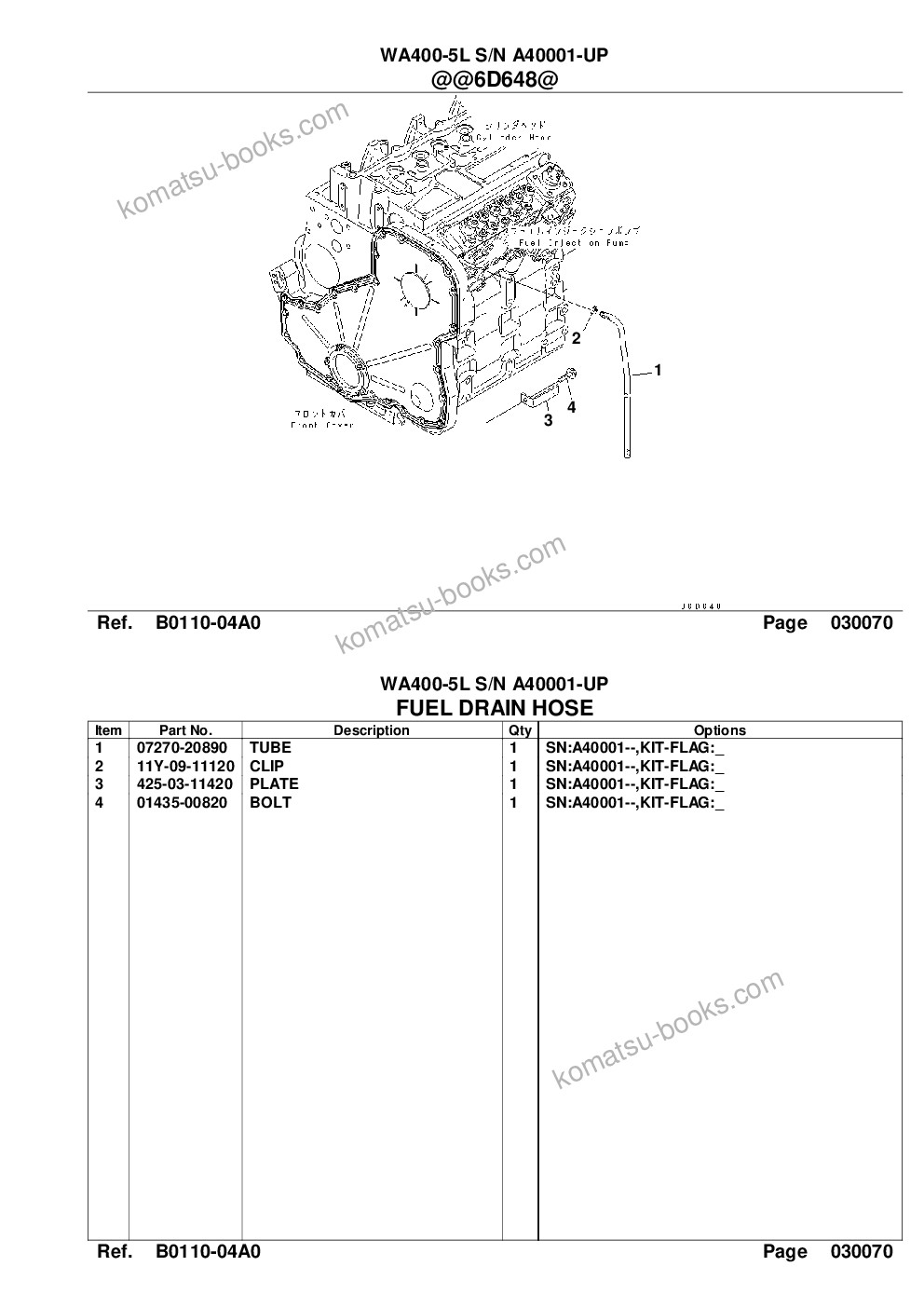 Komatsu WA400-5L S/N A40001-UP Parts catalog cover Page 10