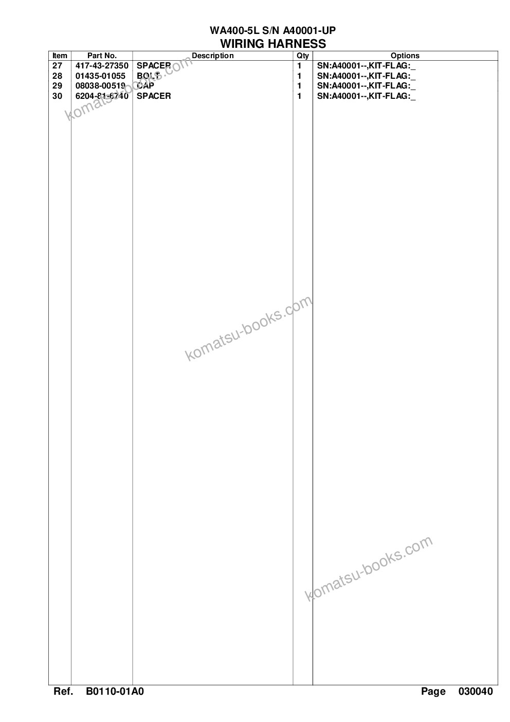 Komatsu WA400-5L S/N A40001-UP Parts catalog cover Page 7