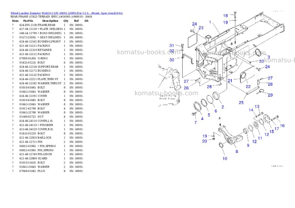 Komatsu wa420-3 s/n 50001-52999 for c.i.s. -30cent. spec. Parts catalog cover