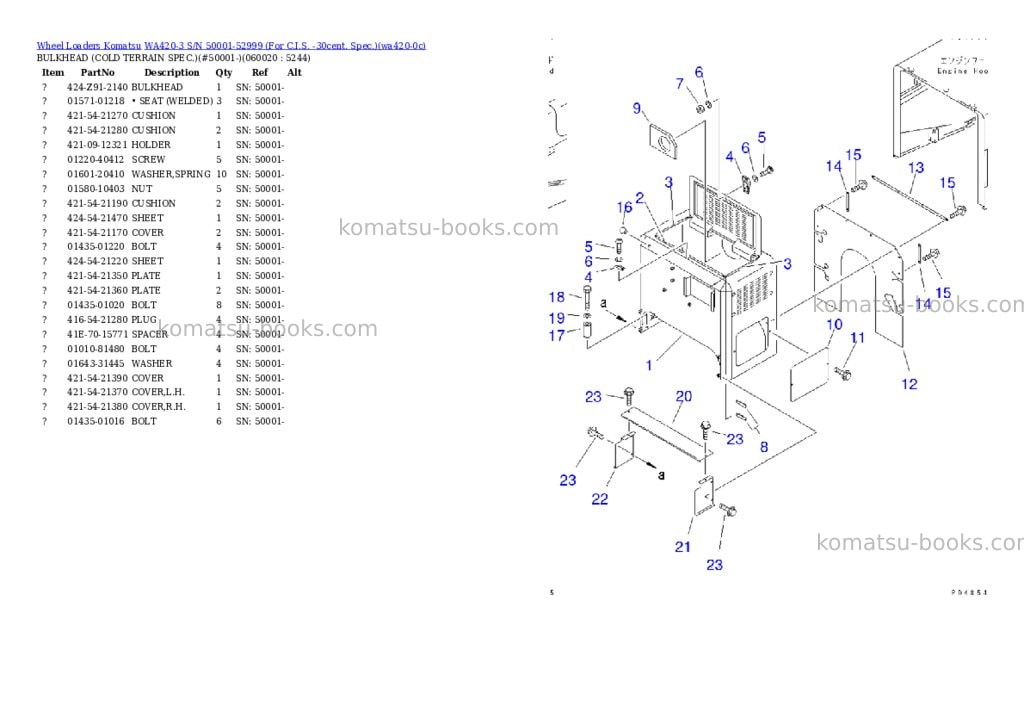 Komatsu wa420-3 s/n 50001-52999 for c.i.s. -30cent. spec. Parts catalog cover Page 2