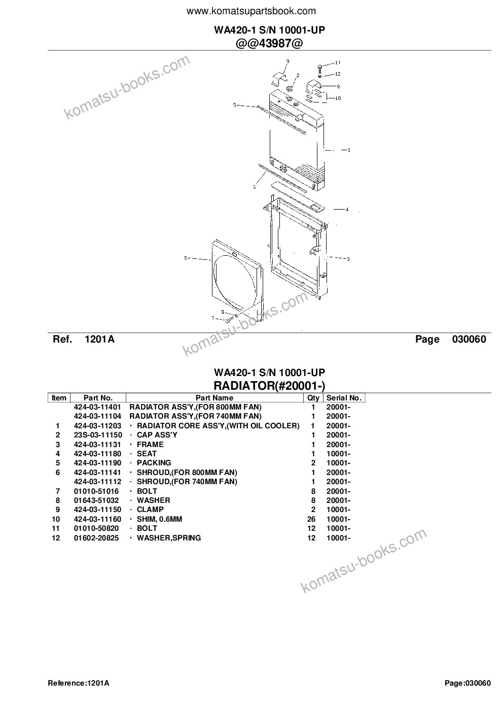 Komatsu wa420-1 s/n 10001-up Parts catalog cover Page 10 Komatsu wa420-1 s/n 10001-up Parts catalog cover Page 10