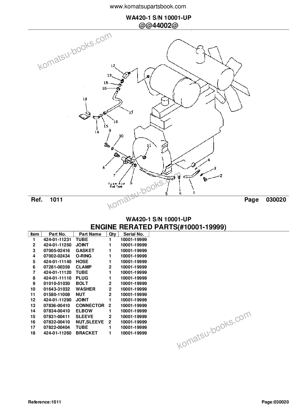 Komatsu wa420-1 s/n 10001-up Parts catalog cover Page 4 Komatsu wa420-1 s/n 10001-up Parts catalog cover Page 4