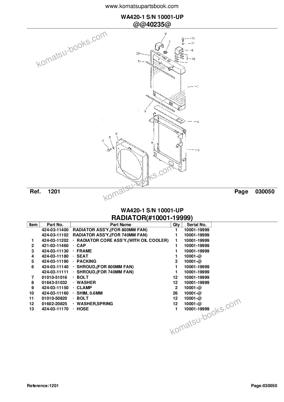 Komatsu wa420-1 s/n 10001-up Parts catalog cover Page 9 Komatsu wa420-1 s/n 10001-up Parts catalog cover Page 9