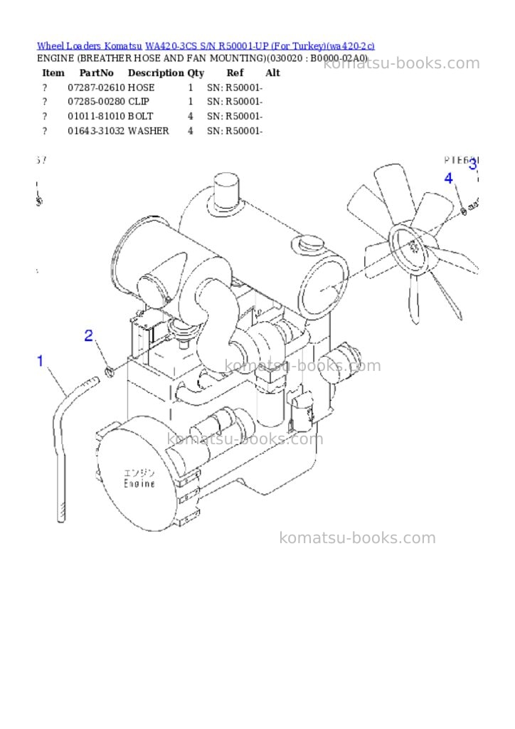 Komatsu wa420-3cs s/n r50001-up for turkey Parts catalog cover