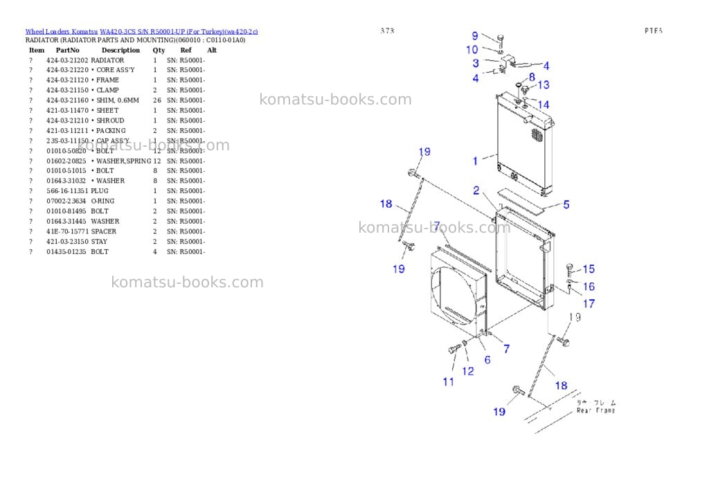 Komatsu wa420-3cs s/n r50001-up for turkey Parts catalog cover Page 7
