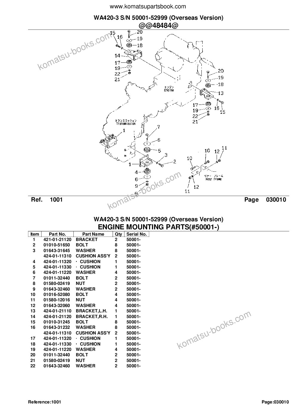 Komatsu wa420-3 s/n 50001-52999 overseas version Parts catalog cover Page 3