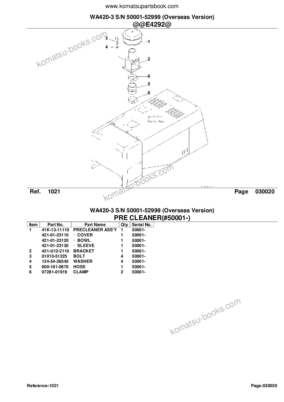 Komatsu wa420-3 s/n 50001-52999 overseas version Parts catalog cover Page 4