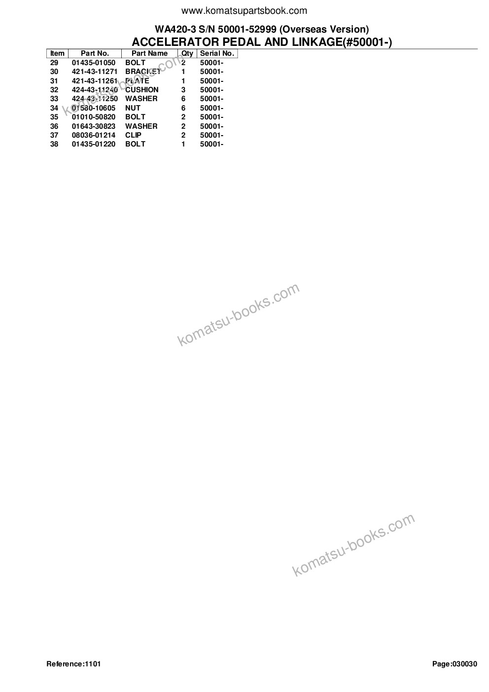 Komatsu wa420-3 s/n 50001-52999 overseas version Parts catalog cover Page 6