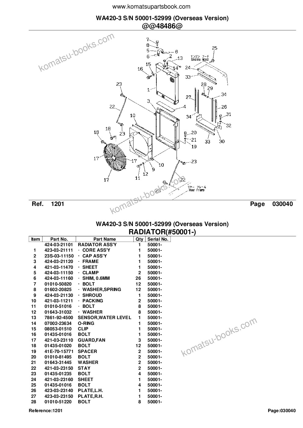 Komatsu wa420-3 s/n 50001-52999 overseas version Parts catalog cover Page 7