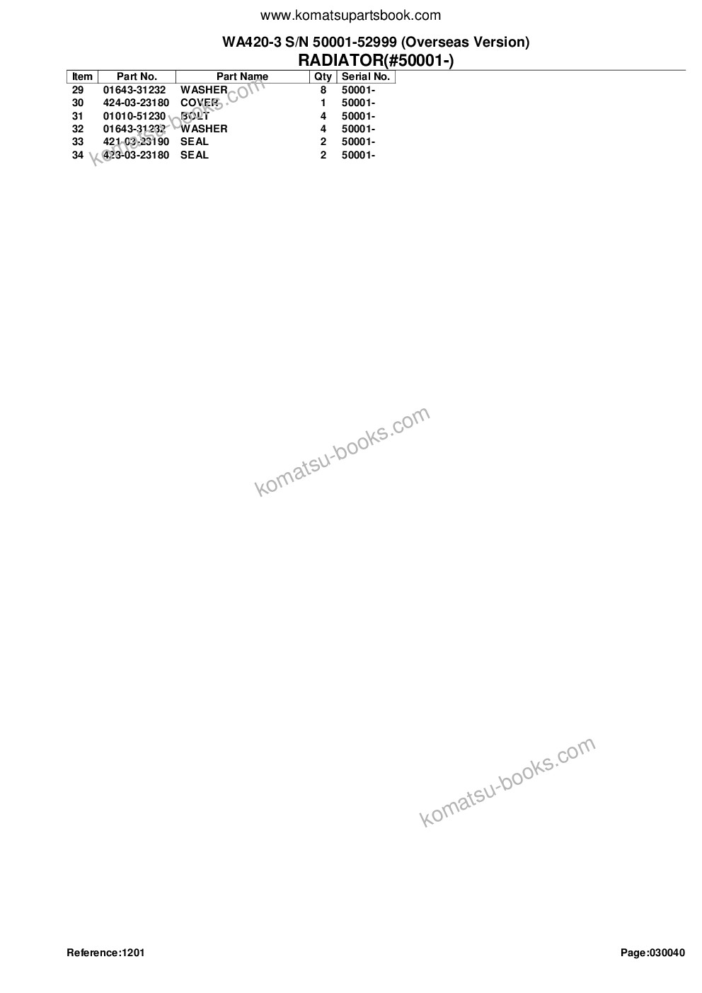 Komatsu wa420-3 s/n 50001-52999 overseas version Parts catalog cover Page 8