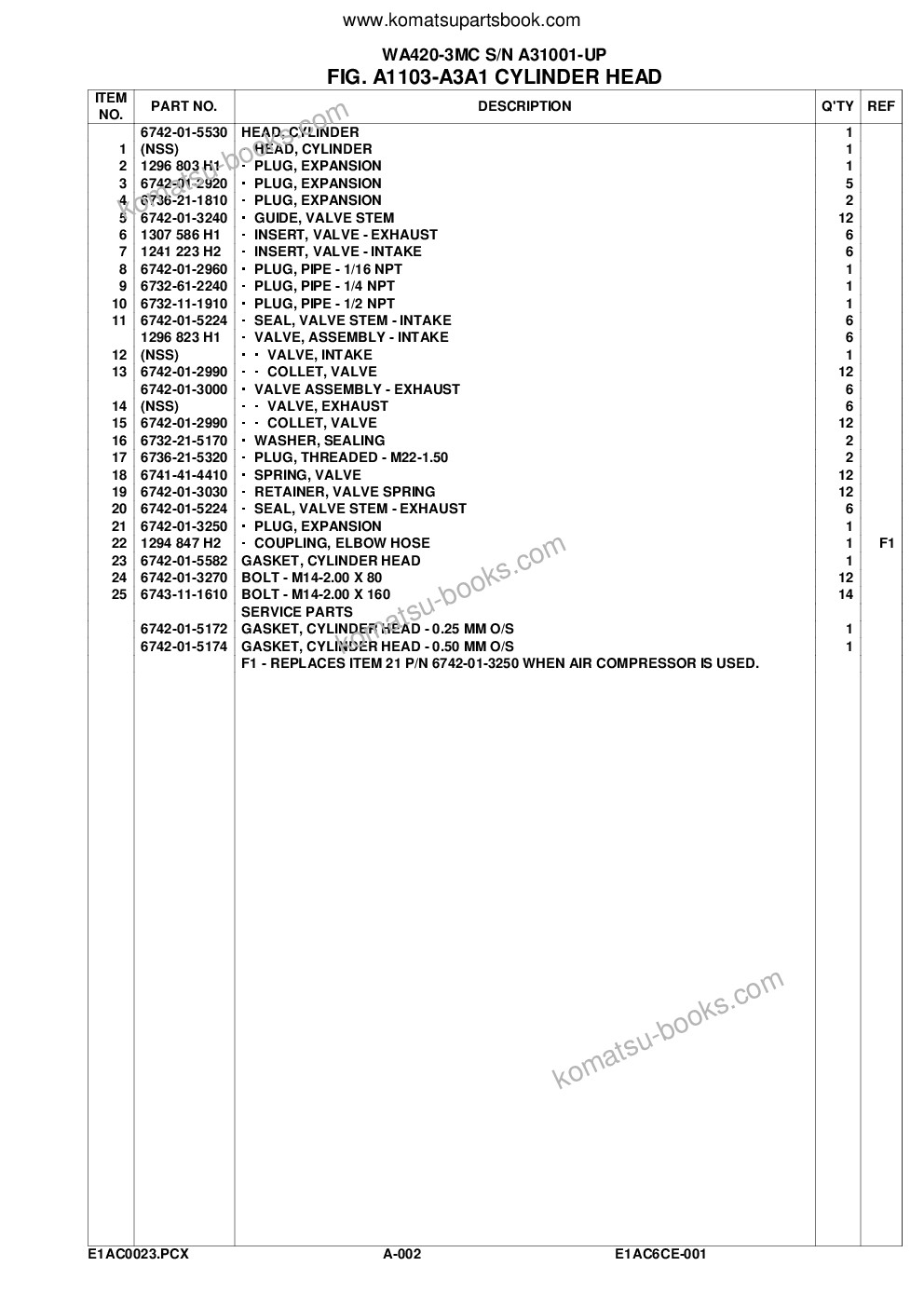Komatsu WA420-3MC S/N A31001-UP Parts catalog cover Page 5