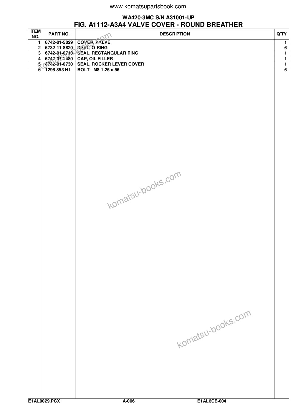 Komatsu WA420-3MC S/N A31001-UP Parts catalog cover Page 9